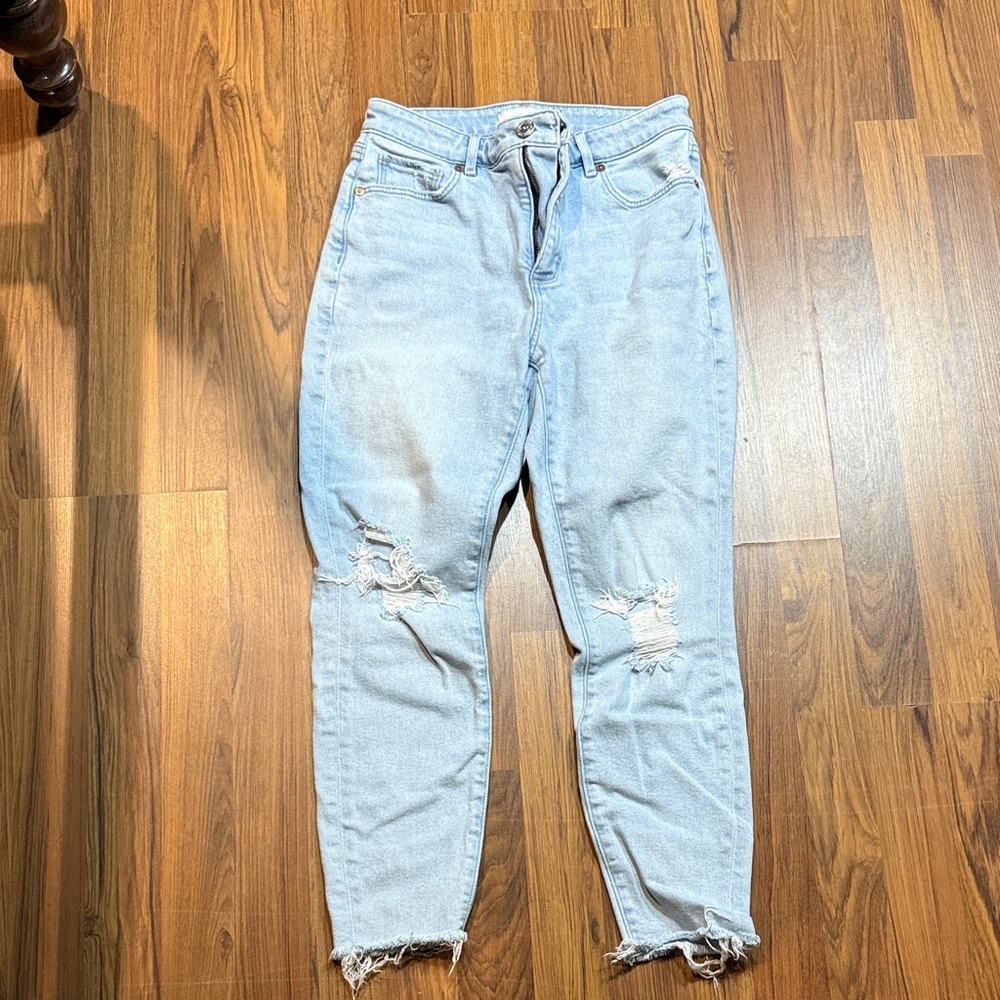 LOFT Light Blue Distressed Ankle Jeans